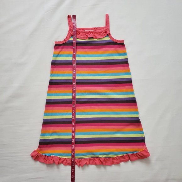 Hanna Anderson Kids Girl's Rainbow Stripe Ruffled Play Dress Size US 6X-7 - Picture 4 of 9